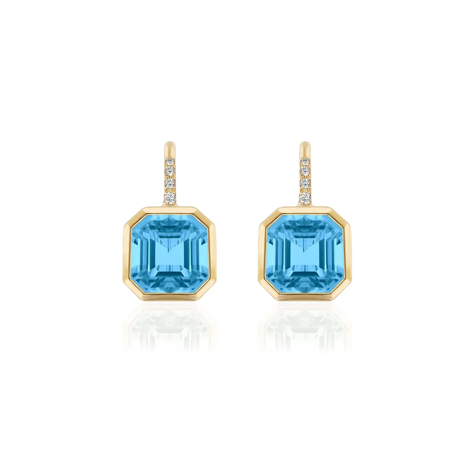 Blue Topaz Earrings with Diamonds