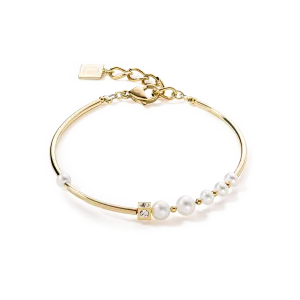 Bracelet Asymmetry Freshwater Pearls & stainless steel white-gold