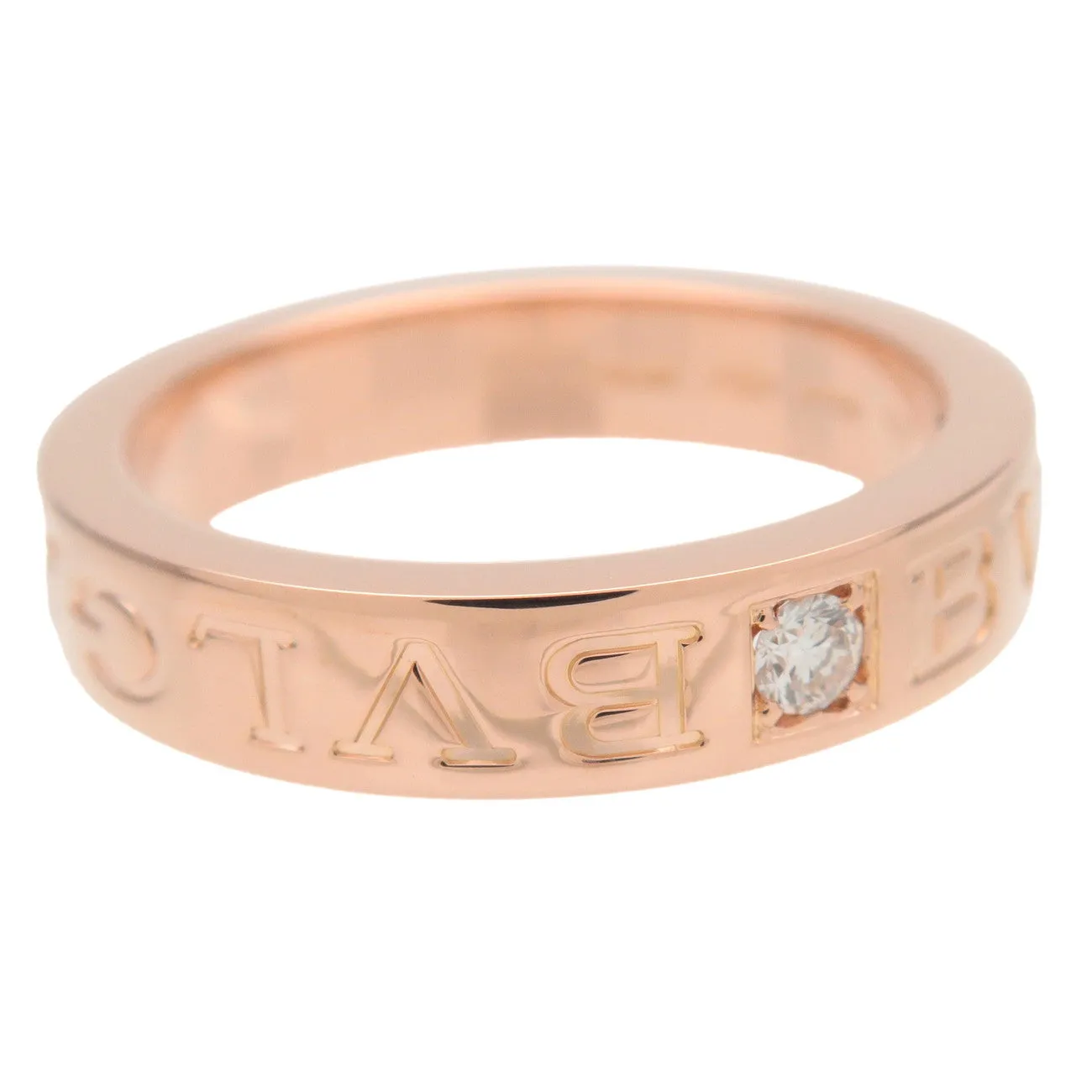 BVLGARI Double Logo 1P Diamond Ring 750PG Rose Gold US6 EU51.5 Used