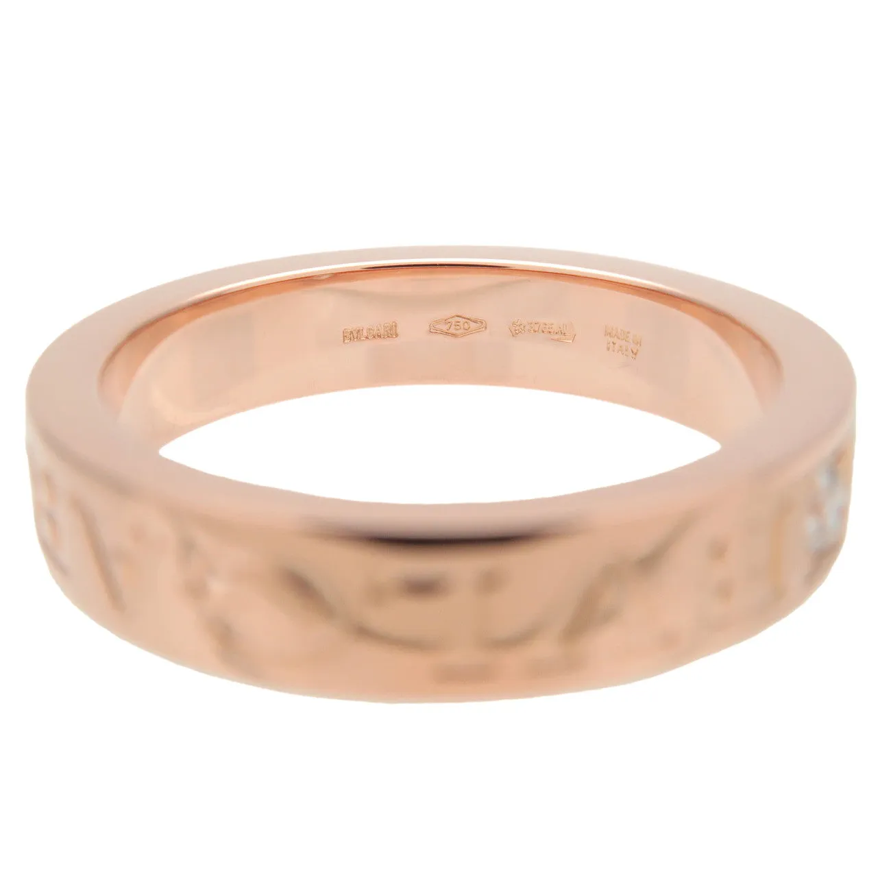 BVLGARI Double Logo 1P Diamond Ring 750PG Rose Gold US6 EU51.5 Used