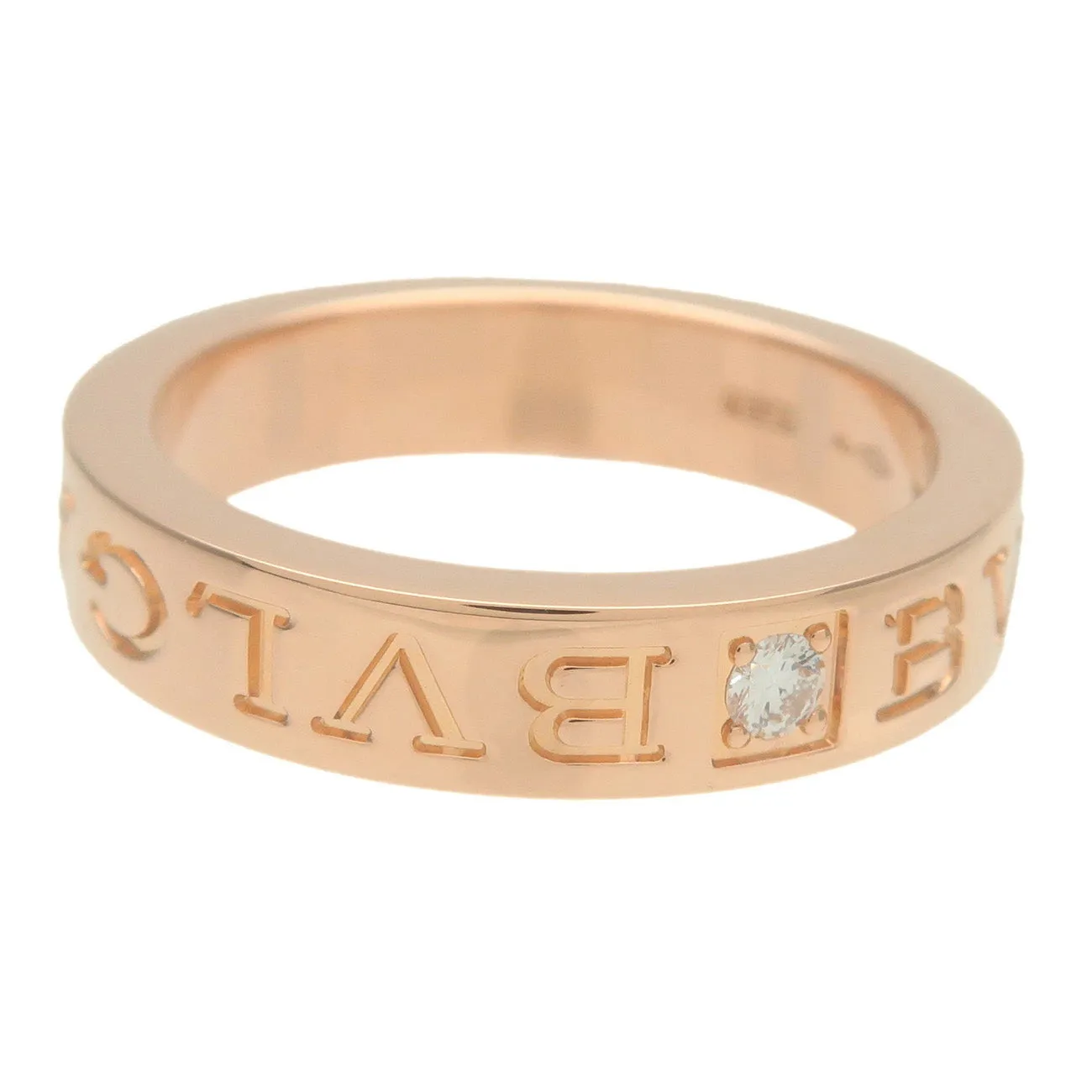 BVLGARI Double Logo 1P Diamond Ring 750PG RoseGold US5.5-6 EU50.5 Used