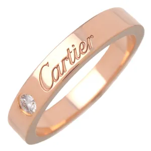 Cartier Engraved 1P Diamond Ring K18 750PG Rose Gold #47 US4-4.5 Used
