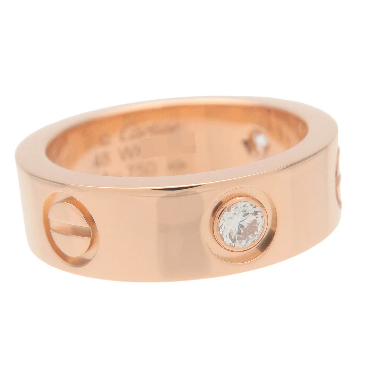Cartier Love Ring Half Diamond K18 750PG Rose Gold #48 US4.5 EU48 Used