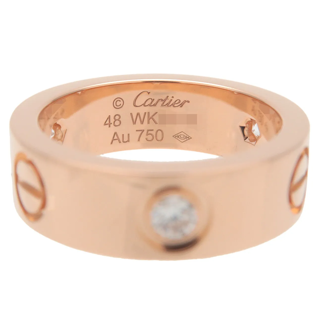 Cartier Love Ring Half Diamond K18 750PG Rose Gold #48 US4.5 EU48 Used