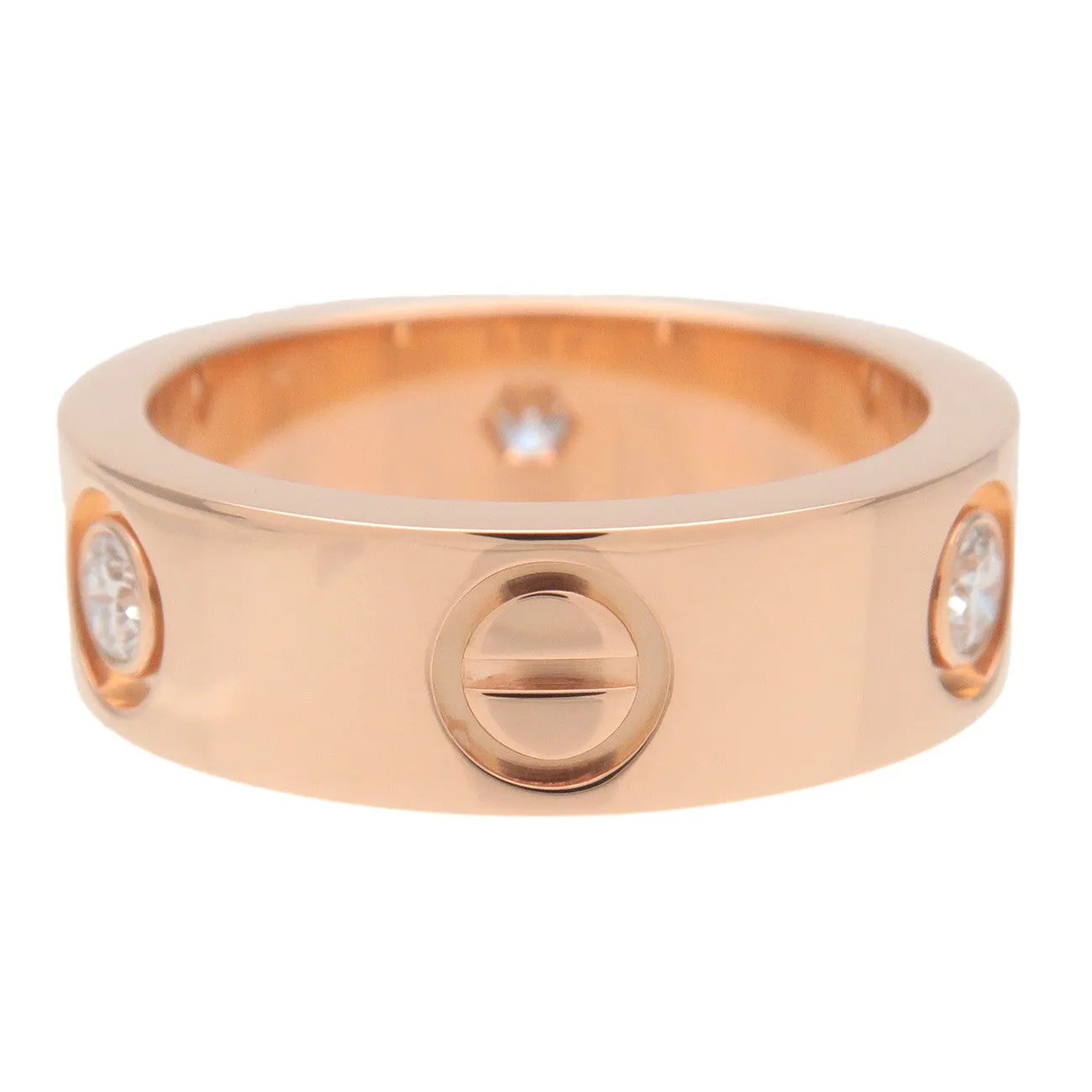 Cartier Love Ring Half Diamond K18 750PG Rose Gold #48 US4.5 EU48 Used