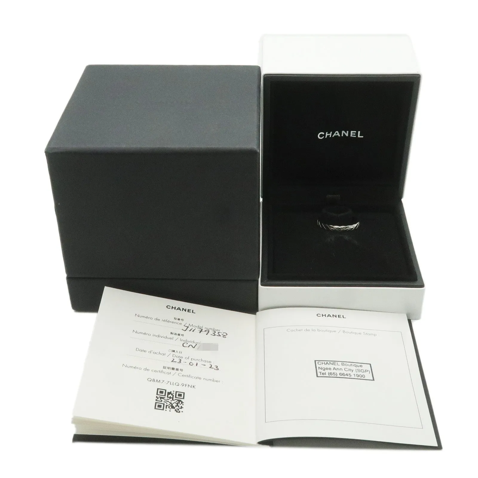 CHANEL COCO Crush Ring Mini K18WG 750WG #58 US8-8.5 J1179358 Used