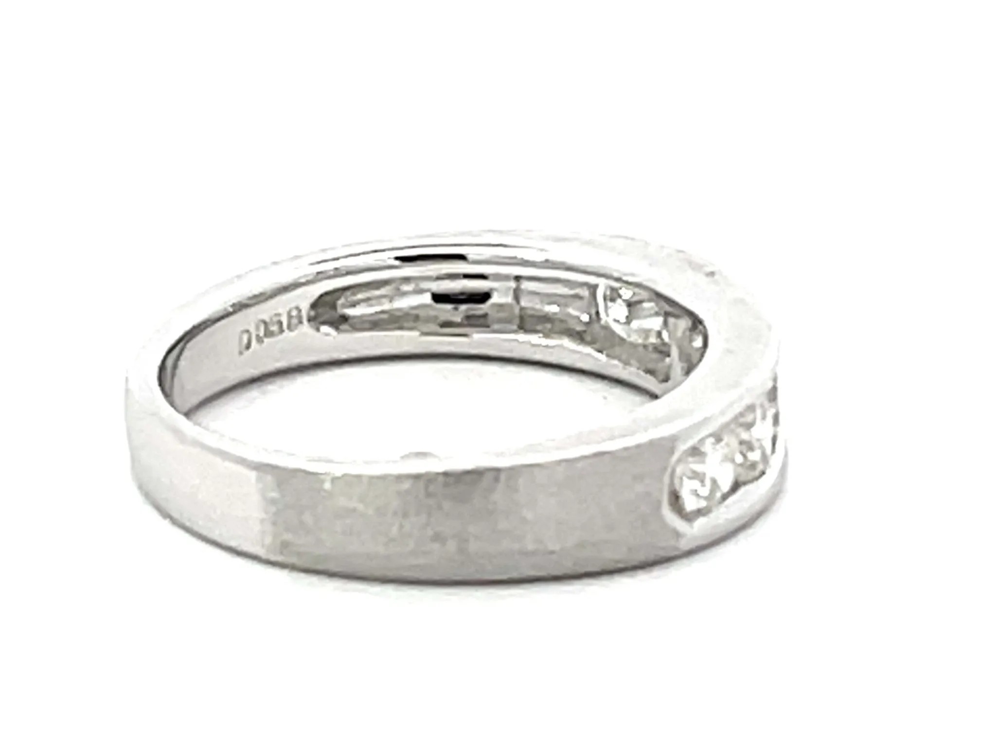 Channel Set 0.68 Carat 6 Brilliant Cut Diamond Band Ring Solid 18k White Gold