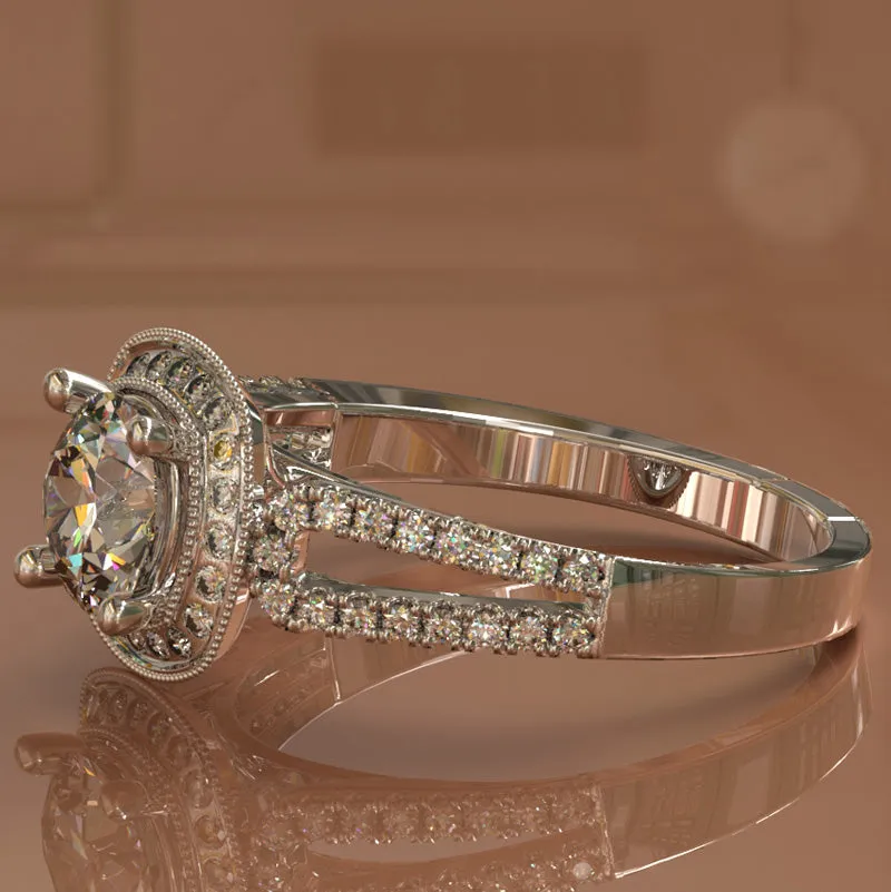 Classic Gold Split Shank Diamond Engagement Ring 1.13ct tw - 02US21