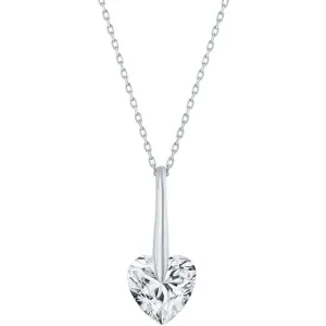 Classic Women's Necklace - Sterling Silver 10mm Heart CZ | M-6779