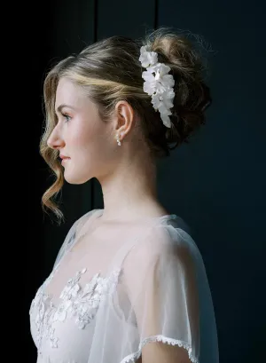 Clean and modern matte flower bridal comb - Style #2552