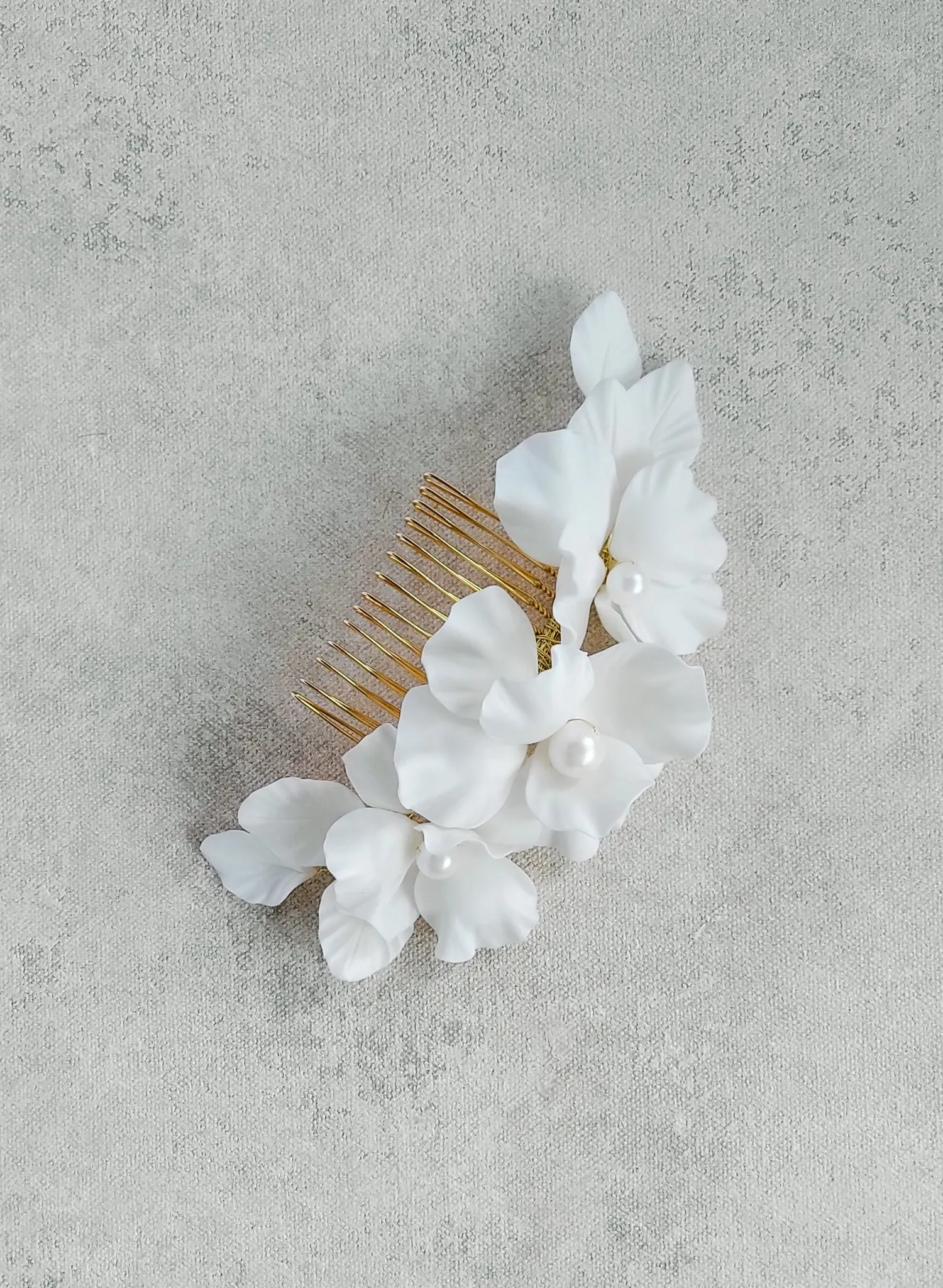 Clean and modern matte flower bridal comb - Style #2552