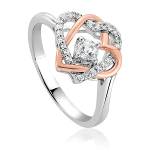 Clogau Always in my Heart Sterling Silver White Topaz Ring