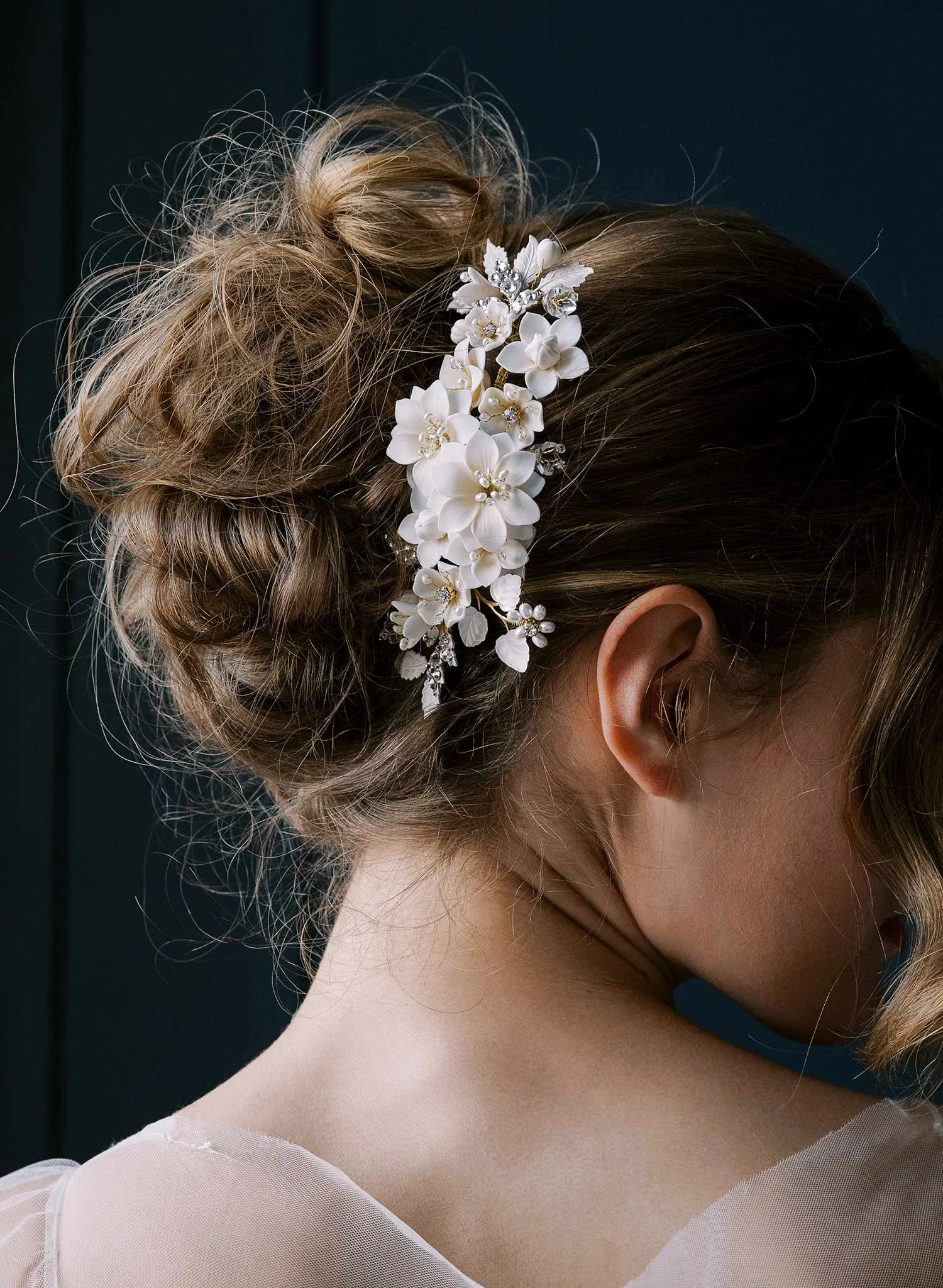 Creamy floral garden comb, large - Style #2551