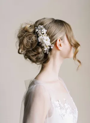 Creamy floral garden comb, large - Style #2551