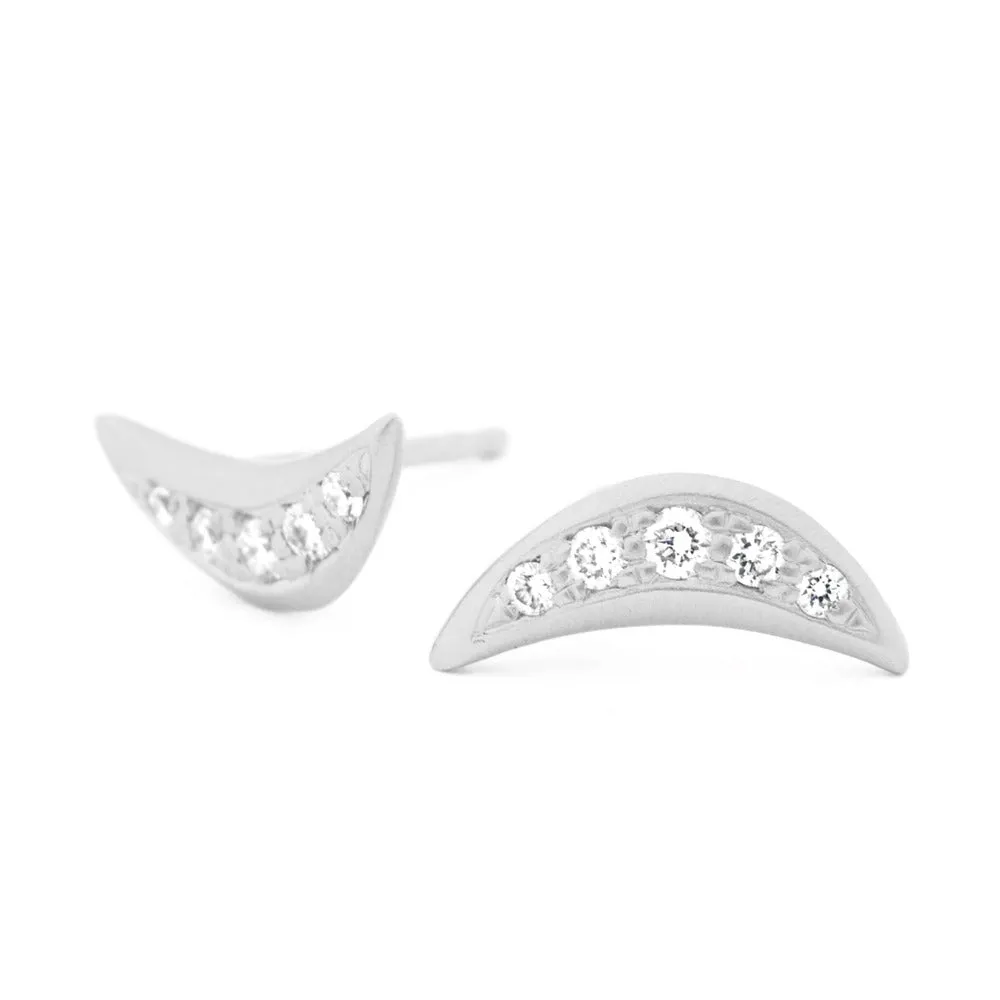Crescent Flow Diamond Stud Earrings