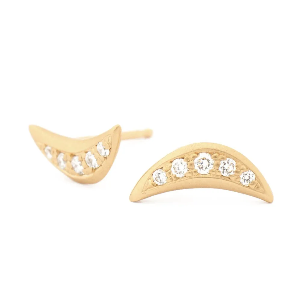 Crescent Flow Diamond Stud Earrings
