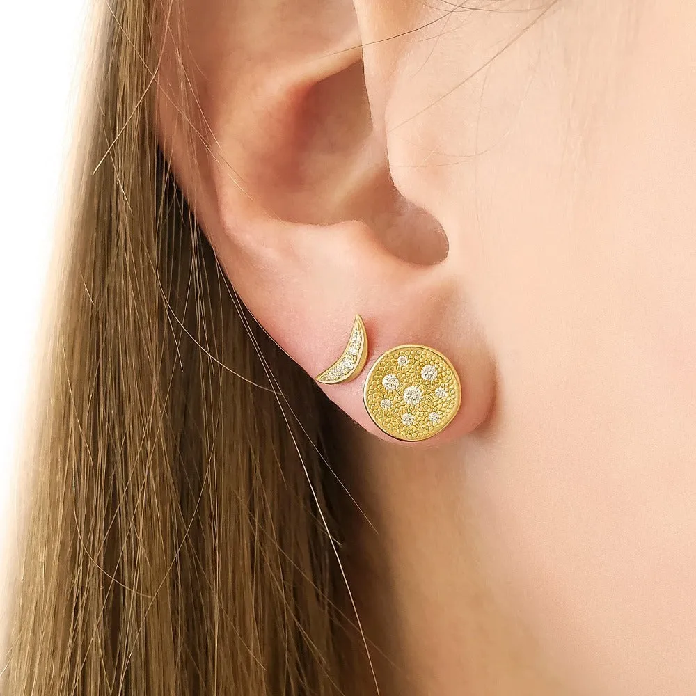 Crescent Flow Diamond Stud Earrings