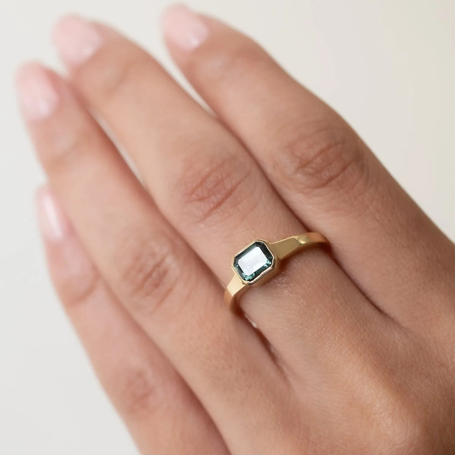 Deep Green Sapphire Deco Ring