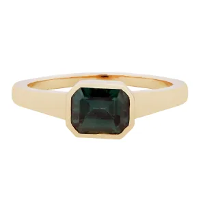 Deep Green Sapphire Deco Ring