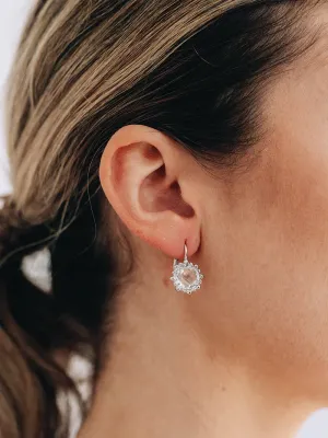 Dew Drop Snowflake Earrings - Clear Topaz & Silver