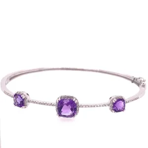 Diamond and Amethyst bangle bracelet