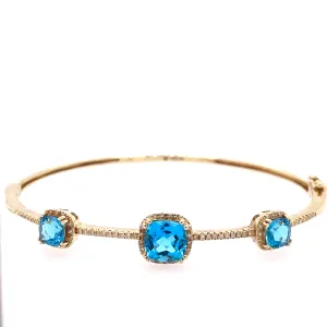 Diamond and Blue Topaz Bangle Bracelet