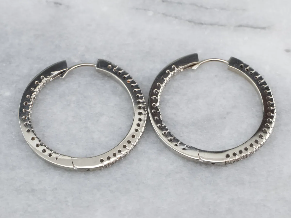 Diamond White Gold Statement Hoop Earrings