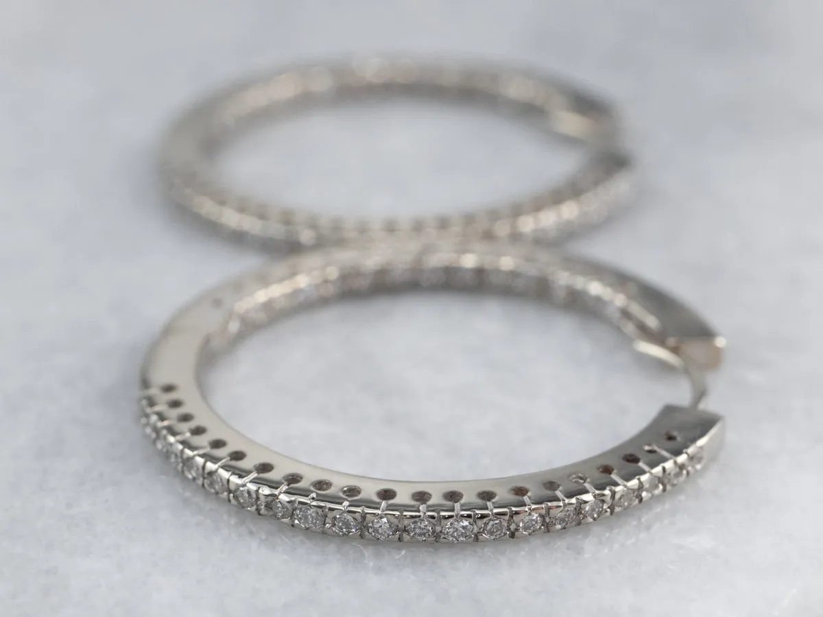 Diamond White Gold Statement Hoop Earrings