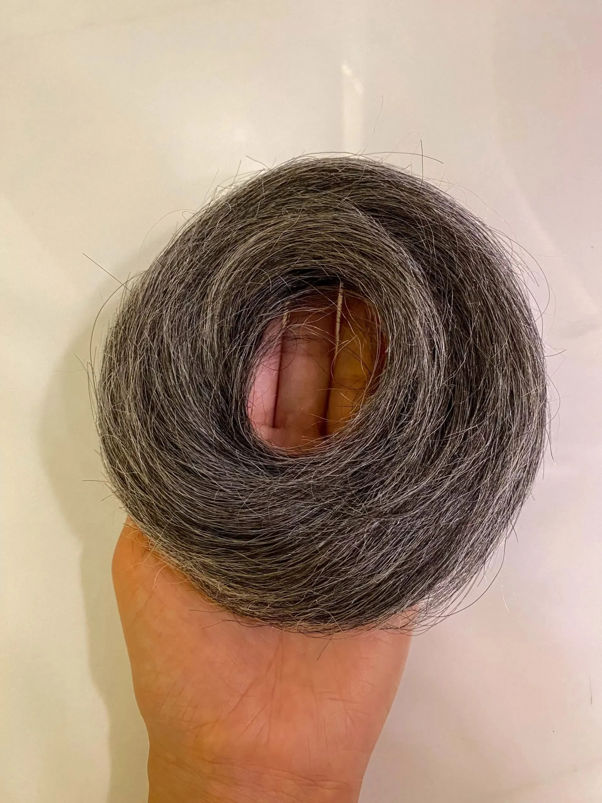 Donut Scrunchie Salt & Pepper Human Hair | Nish Hair