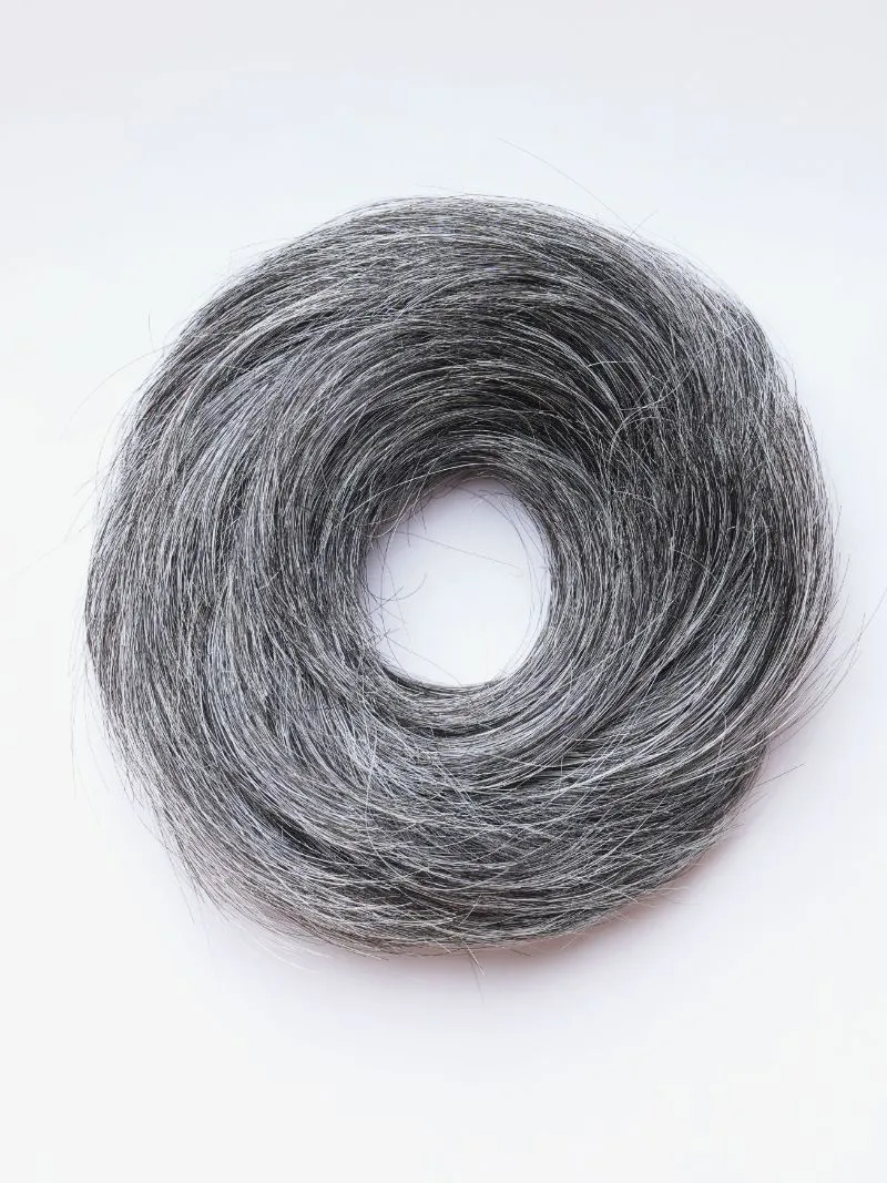 Donut Scrunchie Salt & Pepper Human Hair | Nish Hair