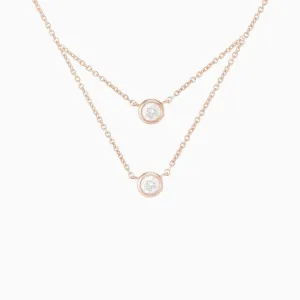 Double Diamond Bezel Necklace