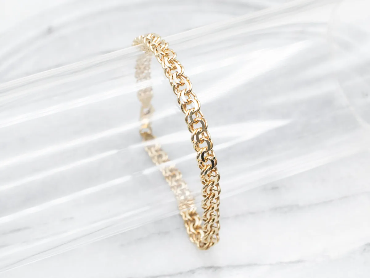 Double Gold Curb Link Chain Bracelet