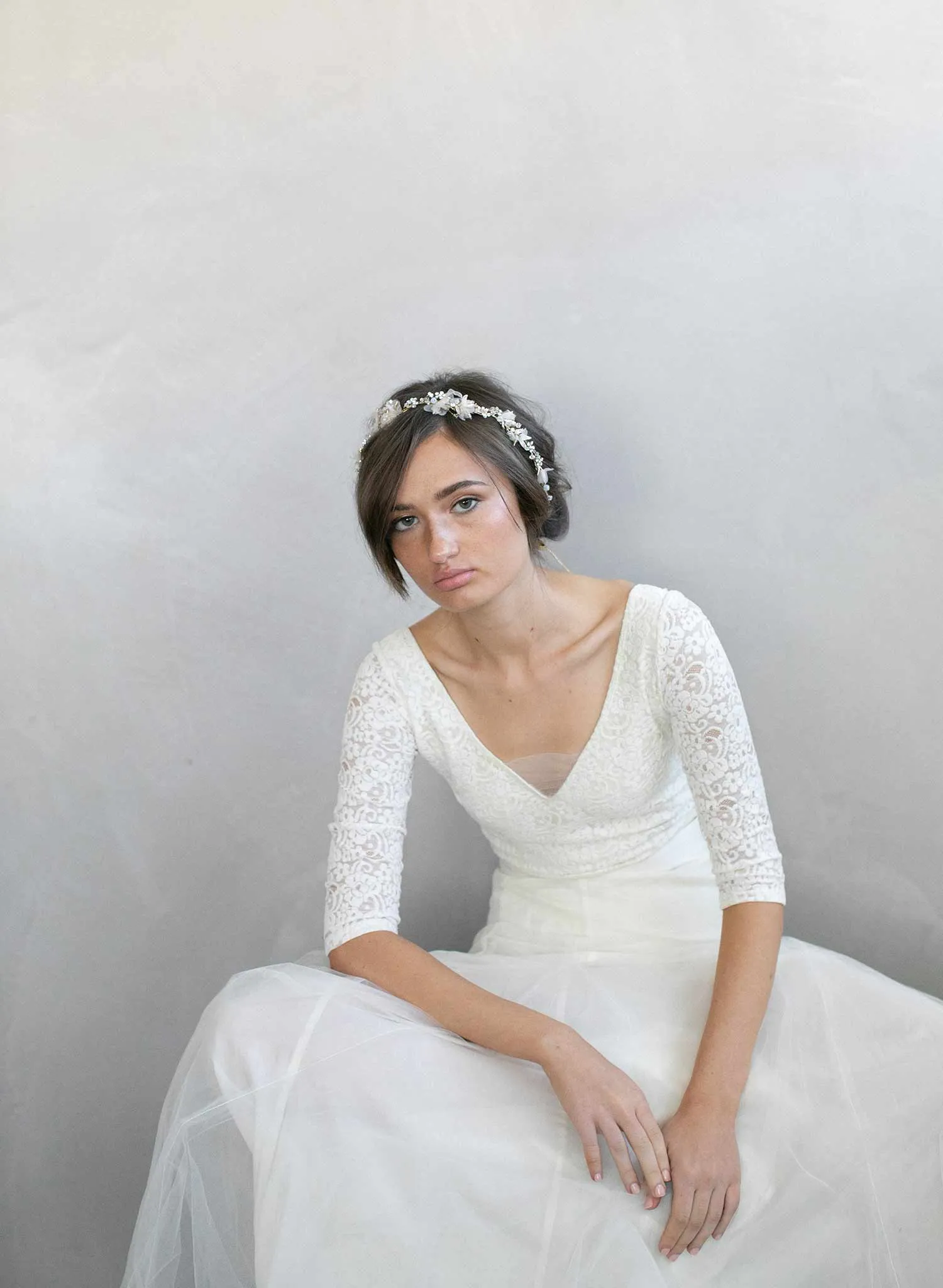 Dreamy crystal burst and silk blossom hair vine - Style #900
