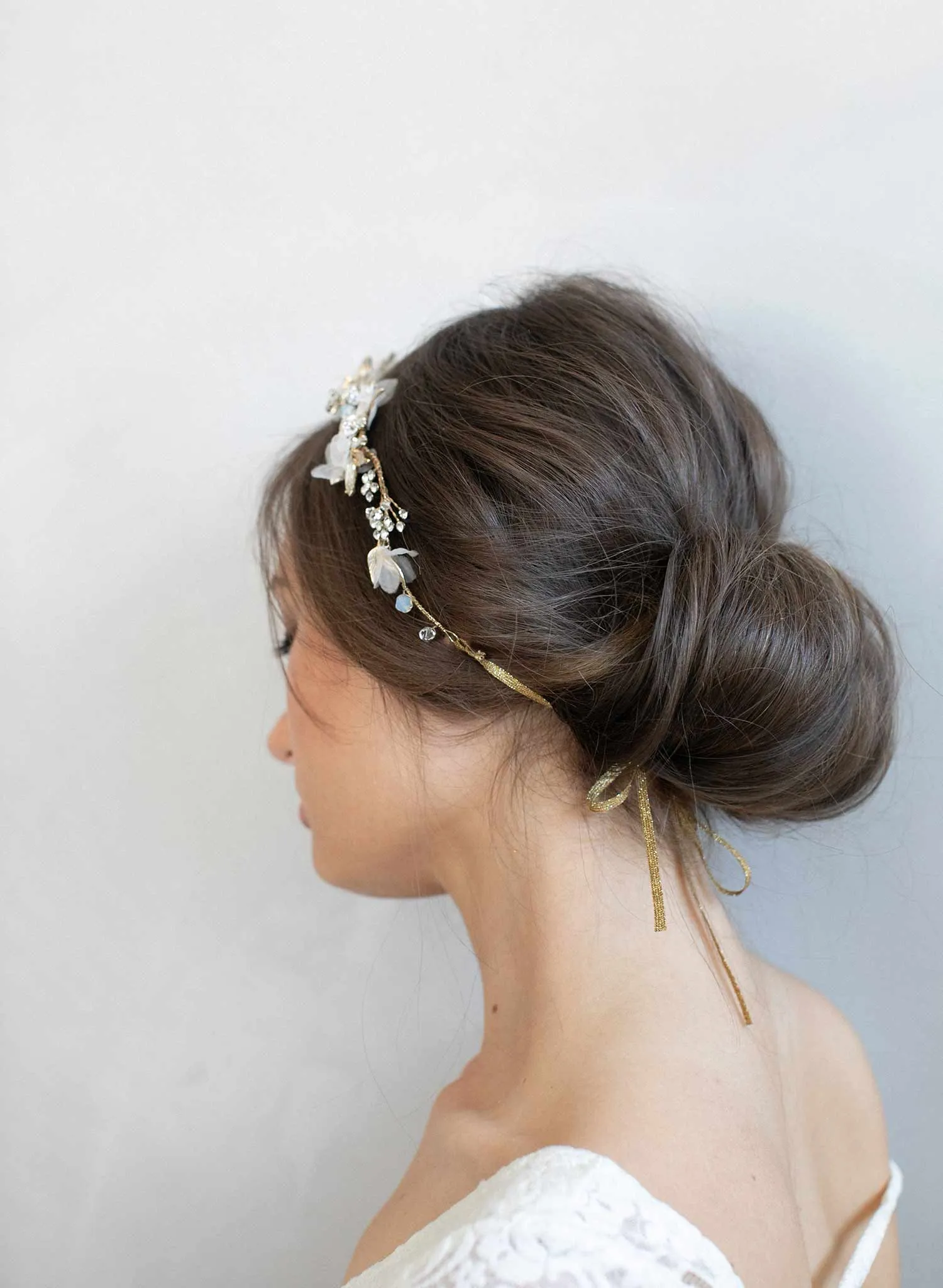 Dreamy crystal burst and silk blossom hair vine - Style #900