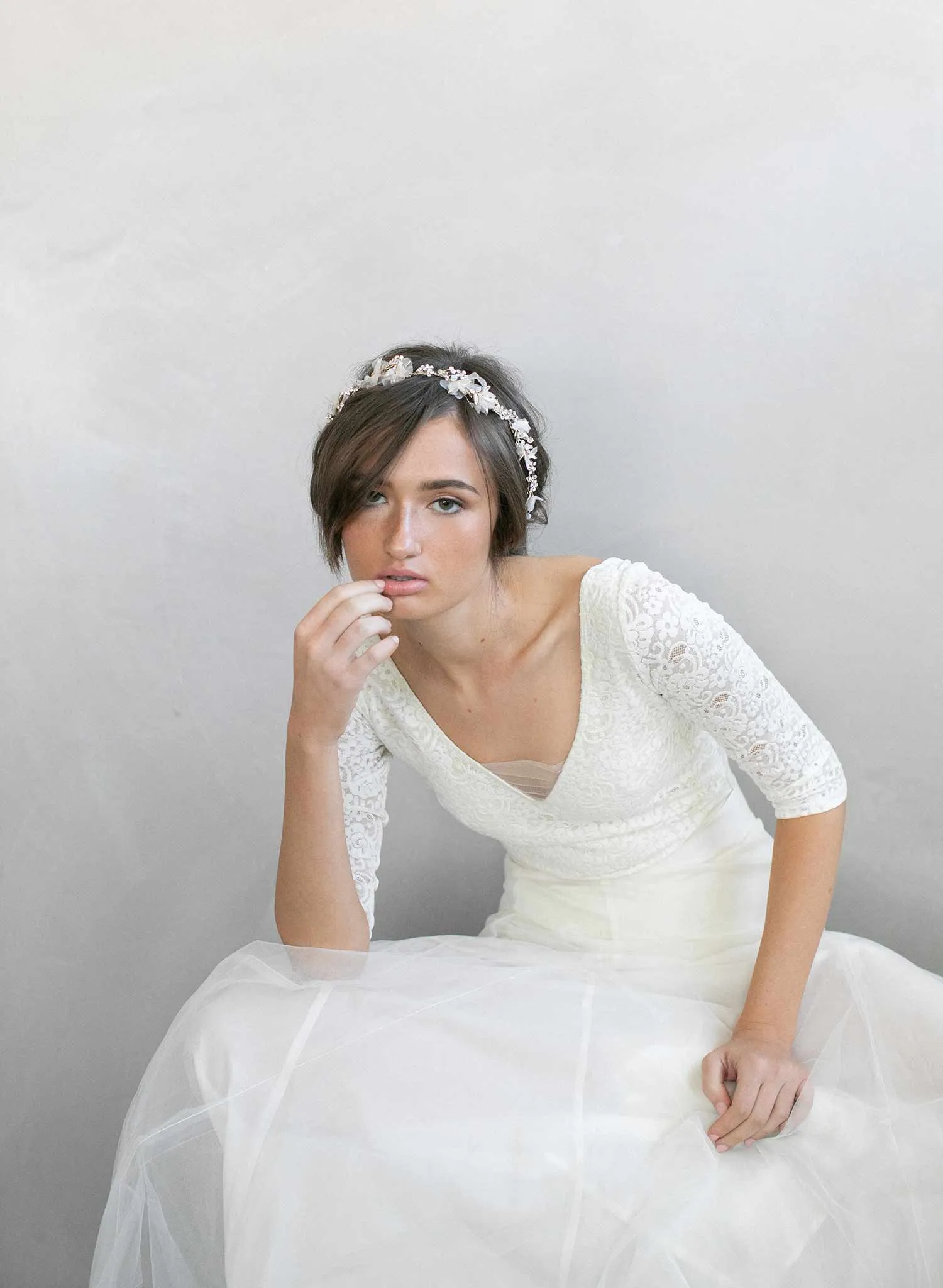 Dreamy crystal burst and silk blossom hair vine - Style #900