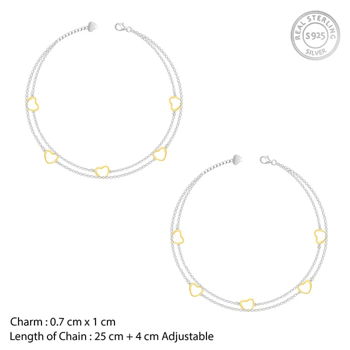 Dual Tone United Hearts Anklet