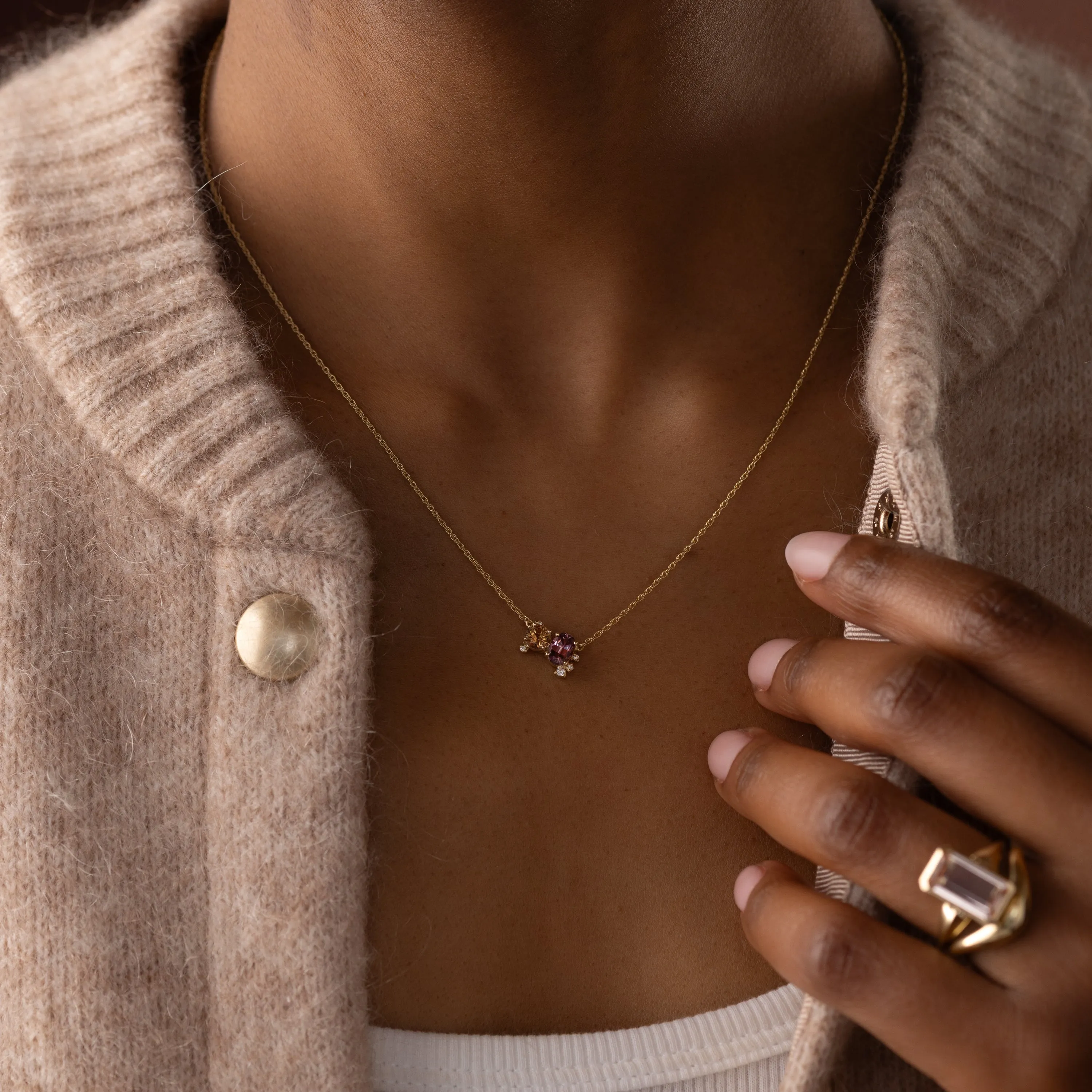 Duality Necklace in Warm Sapphire