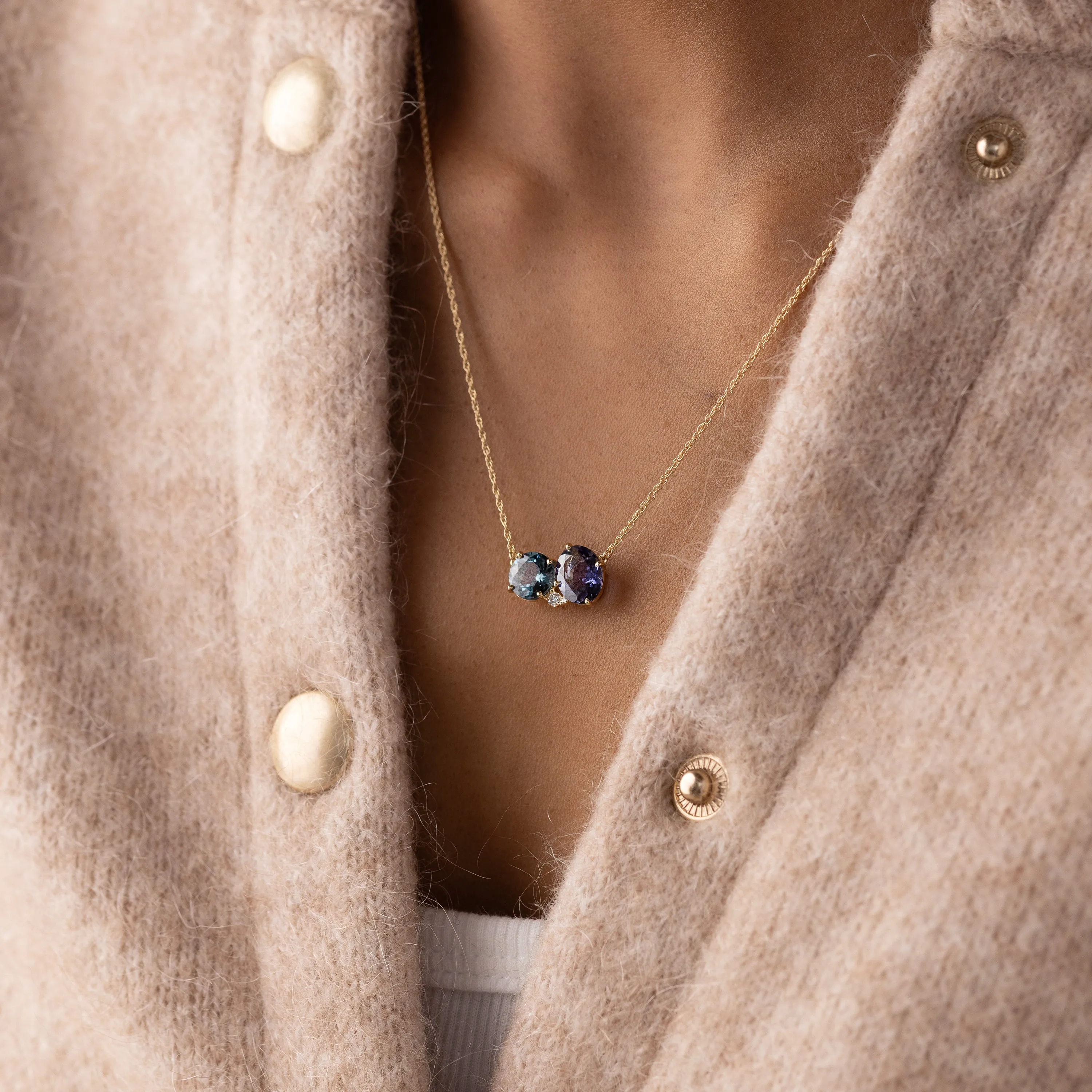 Duo Necklace, Spinel and Iolite