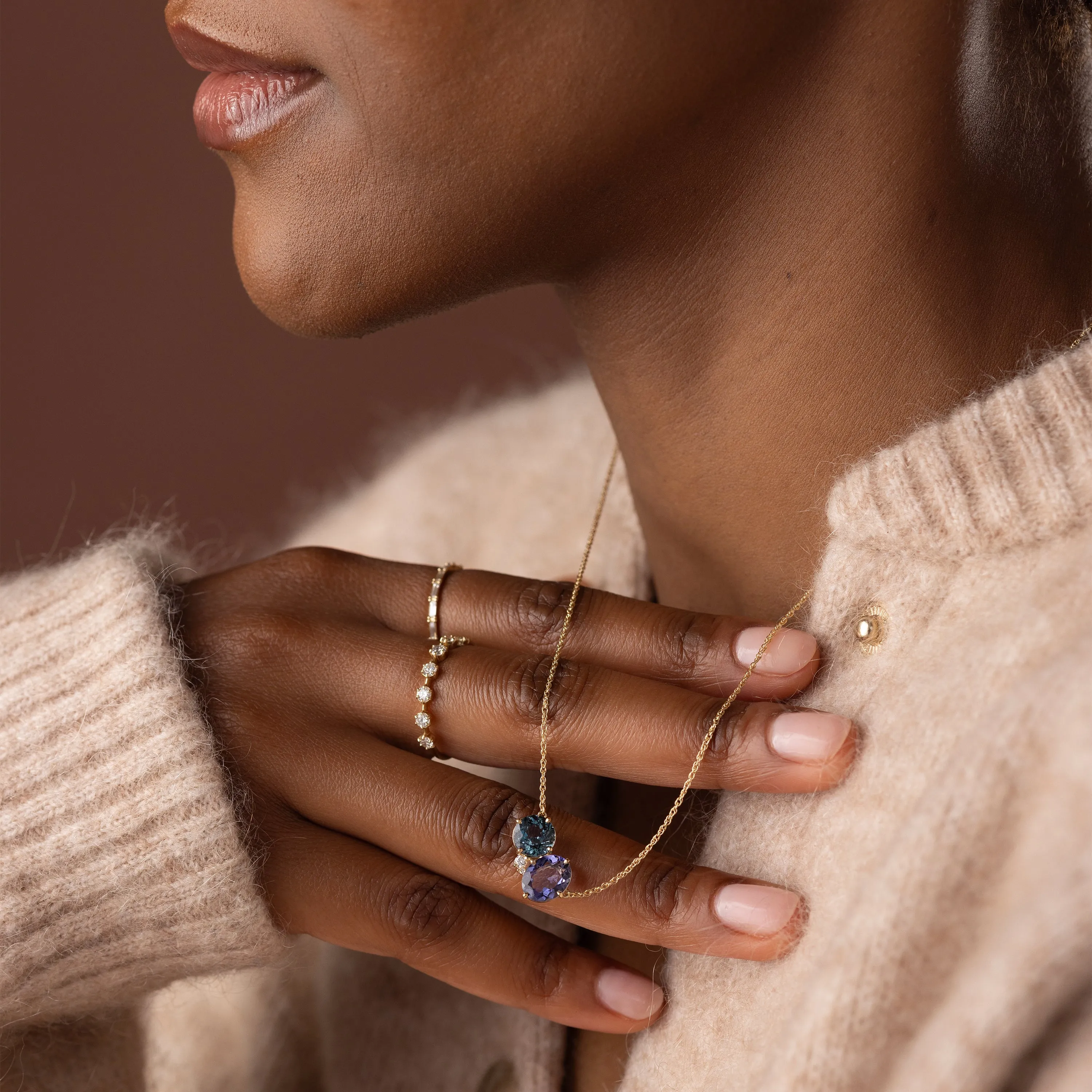 Duo Necklace, Spinel and Iolite