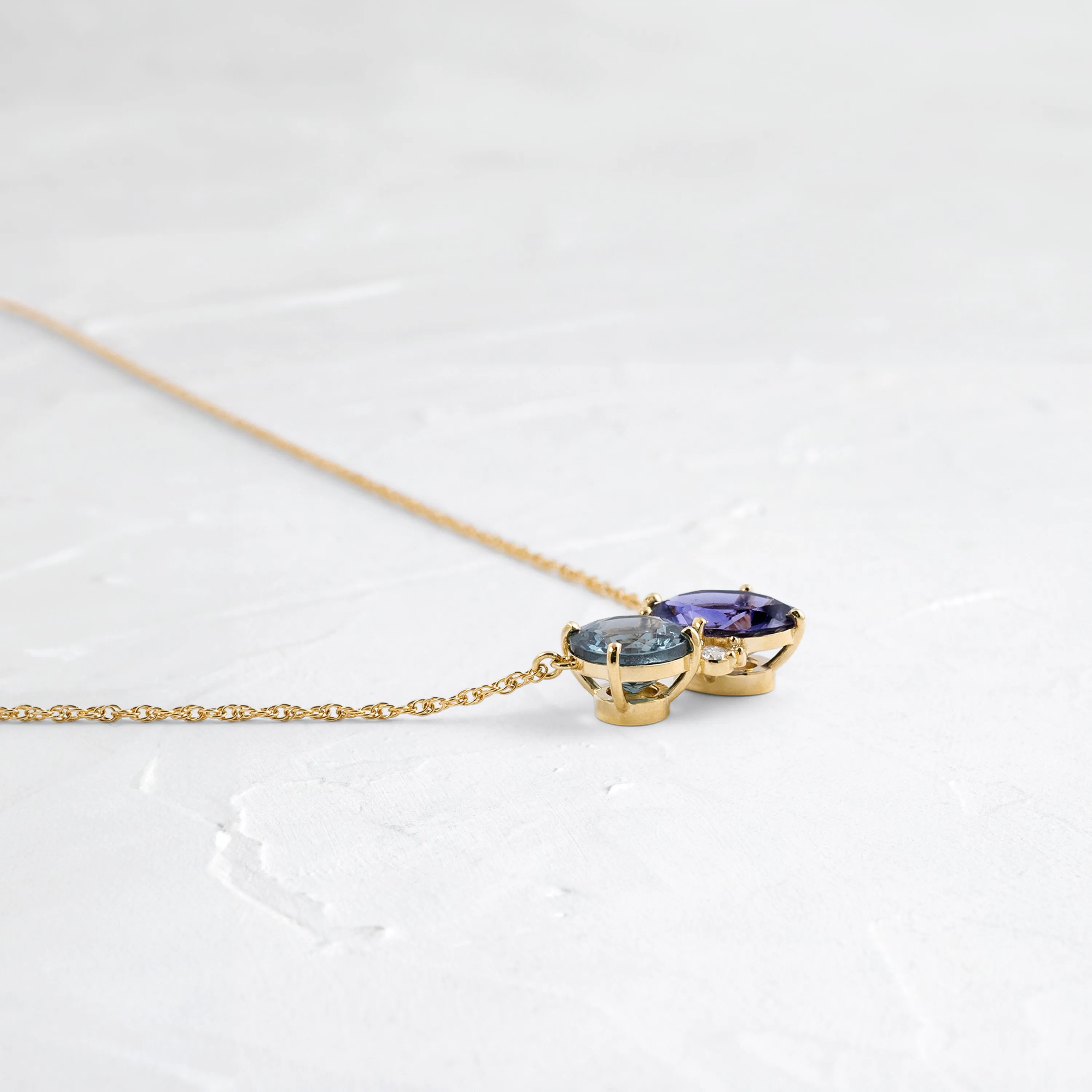 Duo Necklace, Spinel and Iolite