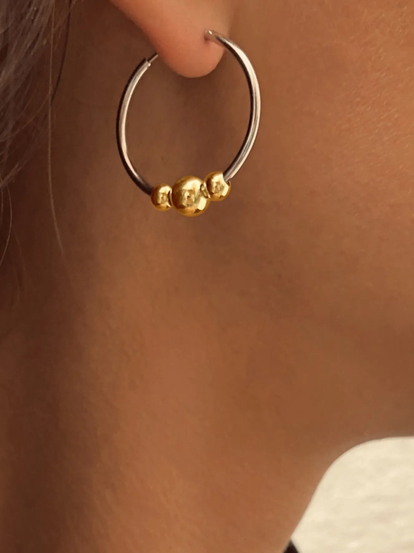 Earrings in 925 silver, gilded with 18k yellow gold and rhodium