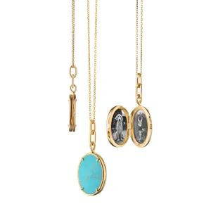 ??Elle?? Turquoise Stone Slim Locket Necklace