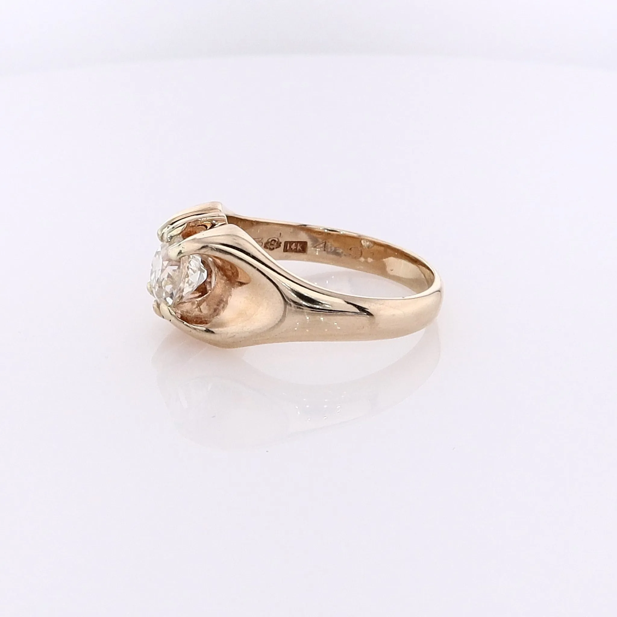 Estate 14 Karat Yellow Gold Belcher Style Diamond Ring