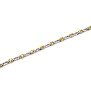 Estate 14K White Gold Yellow Sapphire and Diamond Bracelet