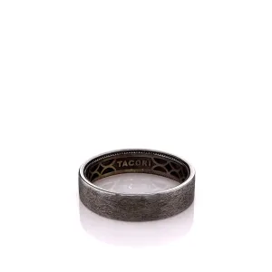 Estate Tacori 14k White Gold Gents Brushed Milgrain Band