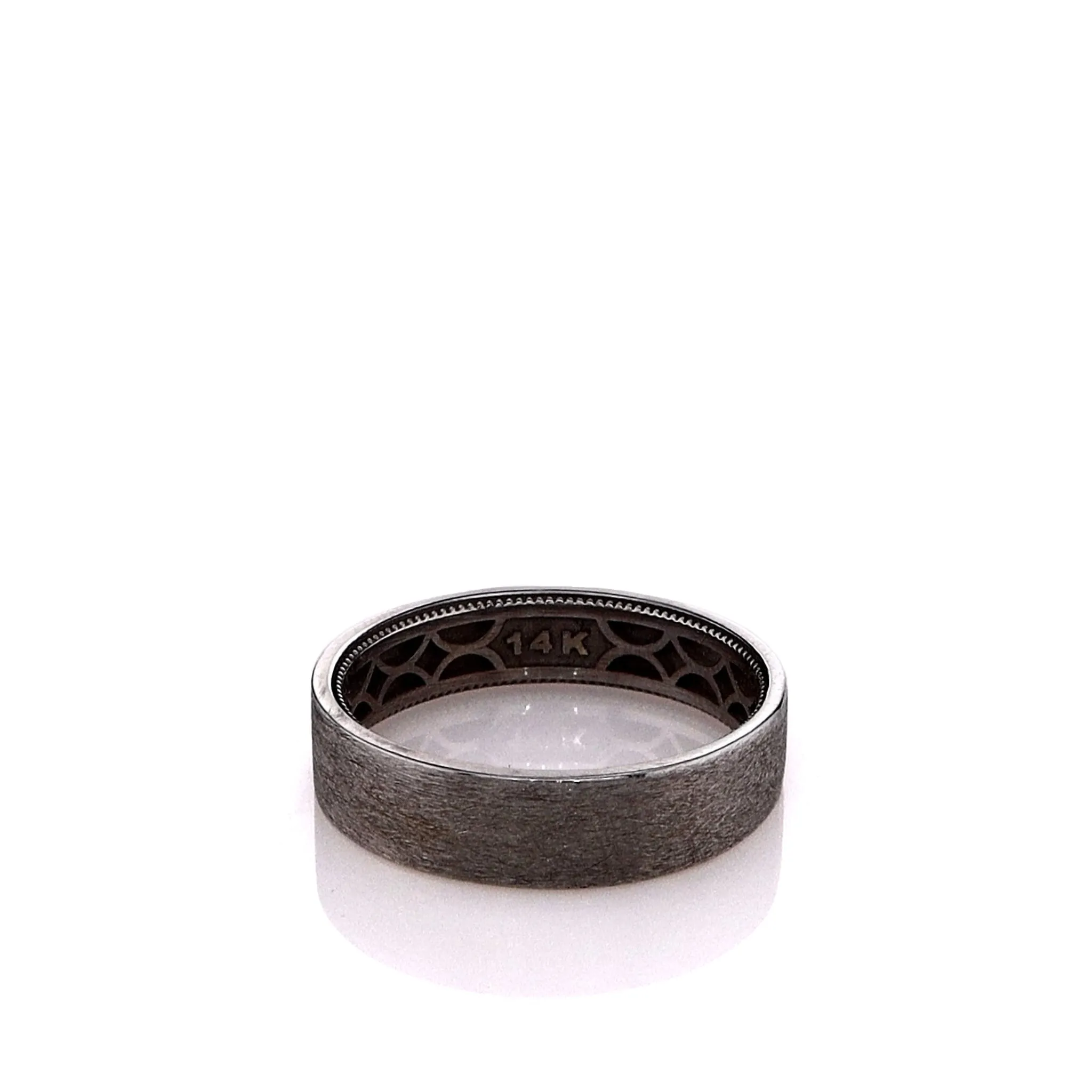 Estate Tacori 14k White Gold Gents Brushed Milgrain Band