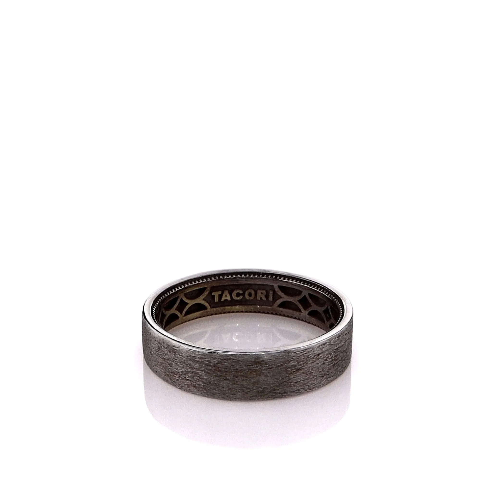 Estate Tacori 14k White Gold Gents Brushed Milgrain Band