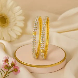 Estele Glossy Gold Plated CZ Bangles for Women?CAvailable in 2.6 Size?CLightweight, Elegant & Perfect for Festive Fashion ?C OSBR-VK11645WE-26 BANGLE