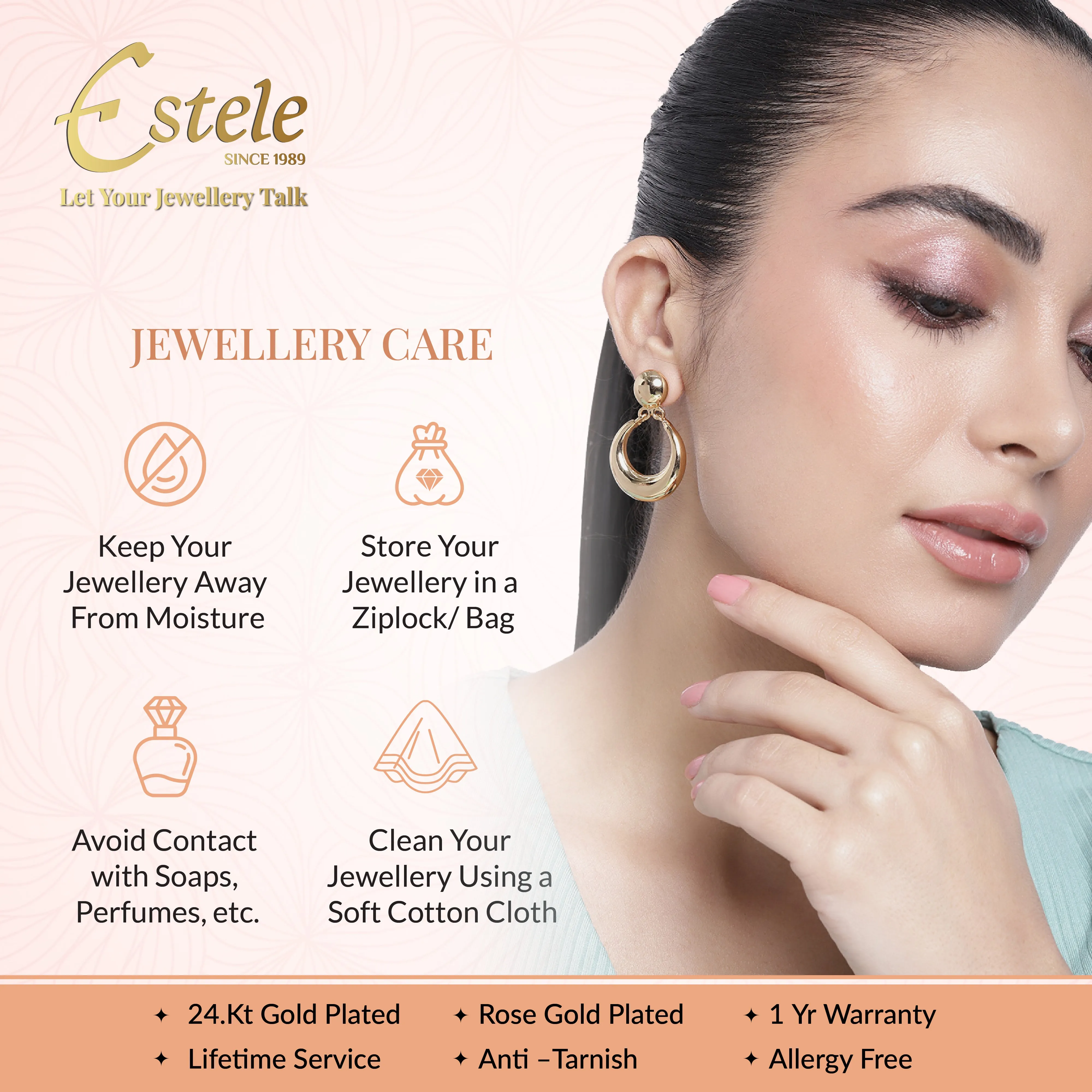 Estele Gold Plated Blossom Bud Bracelet with Austrian Crystals for Women