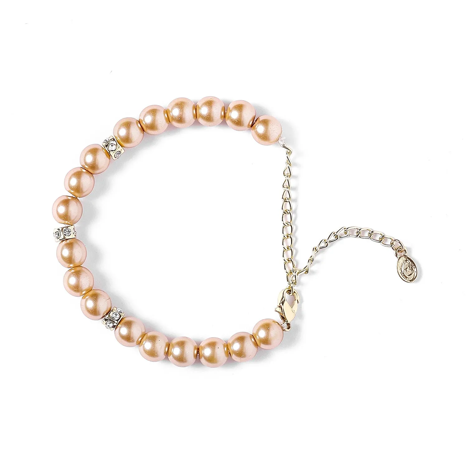 Estele Gold Plated Trendy & Refined Single Line Purple Pearl Bracelet with White Crystals for Girls and Women